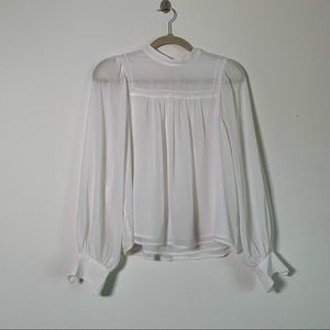 Gap White Longsleeve Blouse with Mock Neck Small